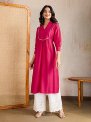 Women Mandarin Collar Calf Length A-Line Kurtas