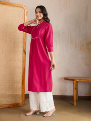 Women Mandarin Collar Calf Length A-Line Kurtas