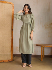 Women Solid Daily Cotton A-Line Kurta