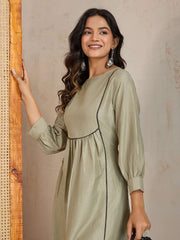 Women Solid Daily Cotton A-Line Kurta