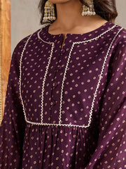Women Bandhani Print Puff Sleeves Gotta Patti Anarkali Kurta