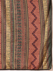 Women Floral Printed Regular Thread Work Kurta with Trousers & With Dupatta