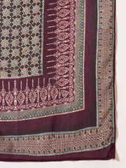 Bandhani Printed Anarkali Thread Work Kurta With Trousers & Dupatta