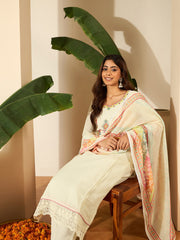 Women Floral Embroidered Regular Thread Work Kurta with Trousers & With Dupatta