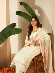 Women Floral Embroidered Regular Thread Work Kurta with Trousers & With Dupatta