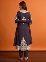 Women Ethnic Motifs Embroidered Regular Thread Work Kurta with Trousers & With Dupatta