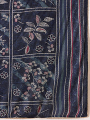 Women Floral Printed Halter Neck Linen Kurta with Trousers & Dupatta