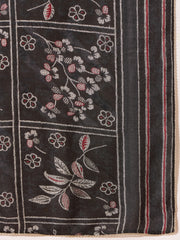 Floral Printed Round Neck Linen Kurta With Trousers & Dupatta