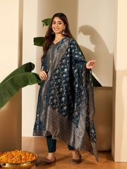 Women Ethnic Motifs Woven Design Kurta with Trousers & Dupatta