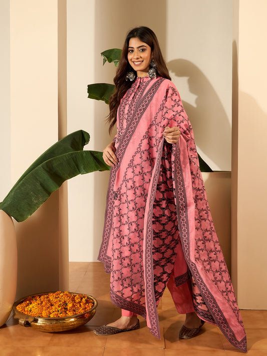 Women Ethnic Motifs Embroidered Kurta with Trousers & Dupatta