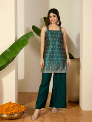 Women Floral Zari Woven Design Jacquard Kurta Set with Dupatta