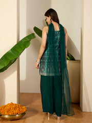 Women Floral Zari Woven Design Jacquard Kurta Set with Dupatta