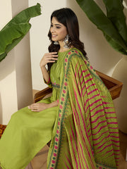 Floral Thread & Sequinned Embroidered Kurta & Trousers With Dupatta