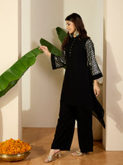 Women Embroidered Regular Sequinned Kurta with Palazzos