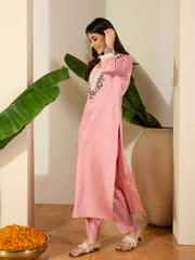 Women Floral Embroidered Regular Thread Work Kurta with Trousers