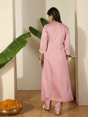 Women Floral Embroidered Regular Thread Work Kurta with Trousers