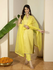 Women Ethnic Motifs Regular Kurta with Trousers & With Dupatta