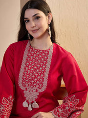 Women Floral Thread Embroidered Yoke Design Kurta Set