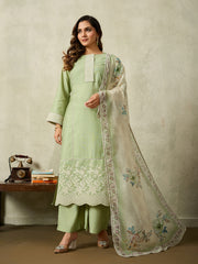 Women Floral Embroidered Regular Thread Work Kurta with Palazzos & With Dupatta