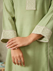 Women Floral Embroidered Regular Thread Work Kurta with Palazzos & With Dupatta