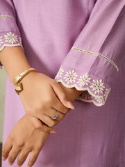 Women Floral Embroidered Regular Thread Work Kurta with Palazzos & With Dupatta