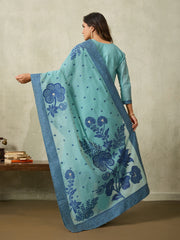 Floral Zari Woven Hand Embroidered V-Neck Kurta & Trousers With Dupatta