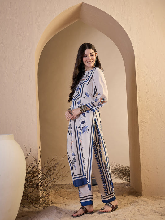 Women Floral Printed Regular Kurta with Trousers