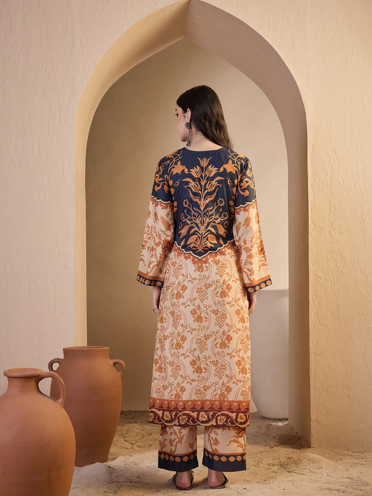 Women Floral Printed Regular Kurta with Trousers
