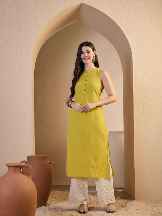 Women Ethnic Mustard Parywear Kurta