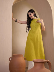 Women Ethnic Mustard Parywear Kurta