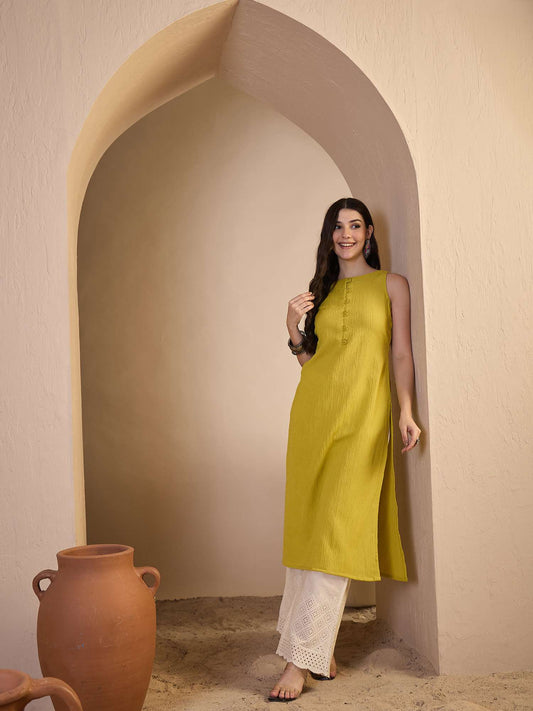Women Ethnic Mustard Parywear Kurta