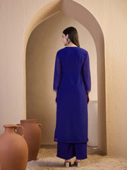 Women Embroidered Regular Thread Work Kurta with Palazzos