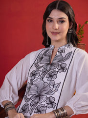 Women Floral Embroidered Regular Thread Work Kurta with Palazzos