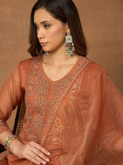 Women Floral Embroidered Regular Thread Work Kurta with Trousers & With Dupatta