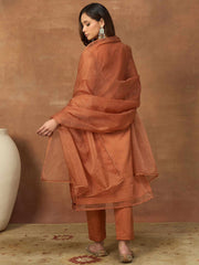 Women Floral Embroidered Regular Thread Work Kurta with Trousers & With Dupatta