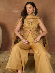 Women Floral Embroidered Regular Thread Work Kurta with Palazzos & With Dupatta