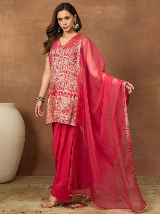 Women Ethnic Motifs Regular Kurta with Palazzos & With Dupatta