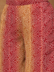 Women Bandhani Embroidered Panelled Sequinned Kurta with Palazzos & With Dupatta