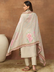 Women Floral Embroidered Regular Thread Work Chanderi Cotton Kurta with Trousers & With