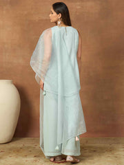 Women Floral Embroidered Regular Thread Work Kurta with Palazzos & With Dupatta