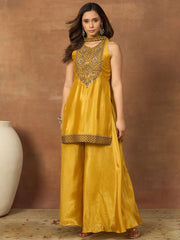 Women Ethnic Motifs Embroidered Regular Thread Work Kurta with Palazzos & With Dupatta