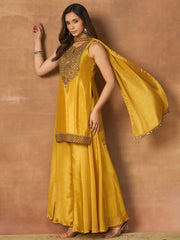 Women Ethnic Motifs Embroidered Regular Thread Work Kurta with Palazzos & With Dupatta