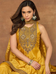 Women Ethnic Motifs Embroidered Regular Thread Work Kurta with Palazzos & With Dupatta