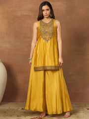 Women Ethnic Motifs Embroidered Regular Thread Work Kurta with Palazzos & With Dupatta