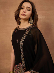 Women Ethnic Motifs Embroidered Regular Thread Work Kurti with Sharara & With Dupatta