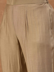 Women Ethnic Motifs Embroidered Panelled Thread Work Chanderi Cotton Kurta with Trousers & With