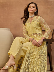 Women Floral Embroidered Regular Thread Work Kurta with Trousers