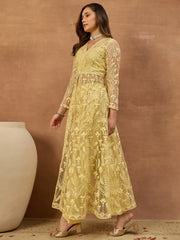 Women Floral Embroidered Regular Thread Work Kurta with Trousers