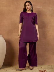 Women Solid Straight Kurta & Farshi Pant with Embroidered Dupatta