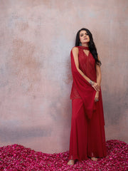 Women Embroidered Regular Thread Work Kurta with Sharara & With Dupatta